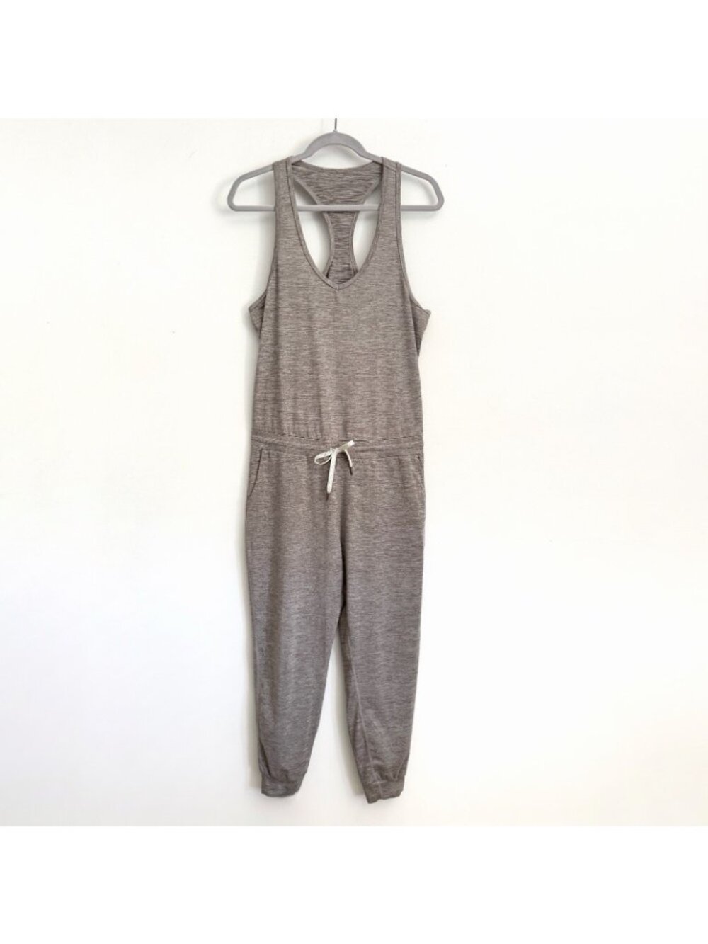 Vuori Lux Harem Jumpsuit Brown Gray Sleeveless Elastic Waist Active Size Large - Picture 2 of 8
